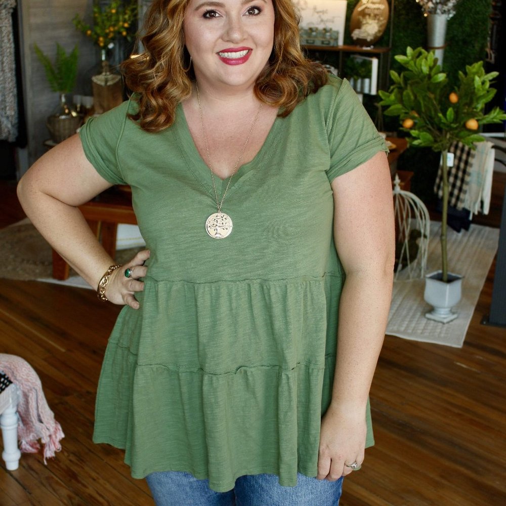 Plus Size Tunic Top-Olive